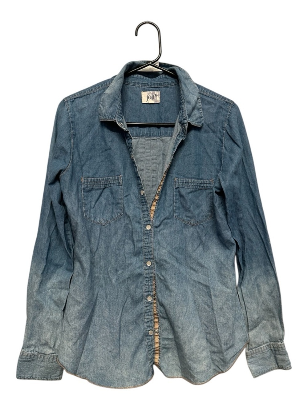 Vintage Y2K Era Jolt Blue Denim Inspired Snap Button-Down Shirt Size Medium